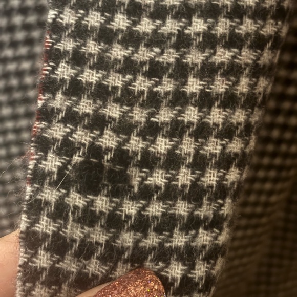 Phenix Red and Blue Wool Plaid Scarf with Houndstooth Accent - Picture 5 of 5